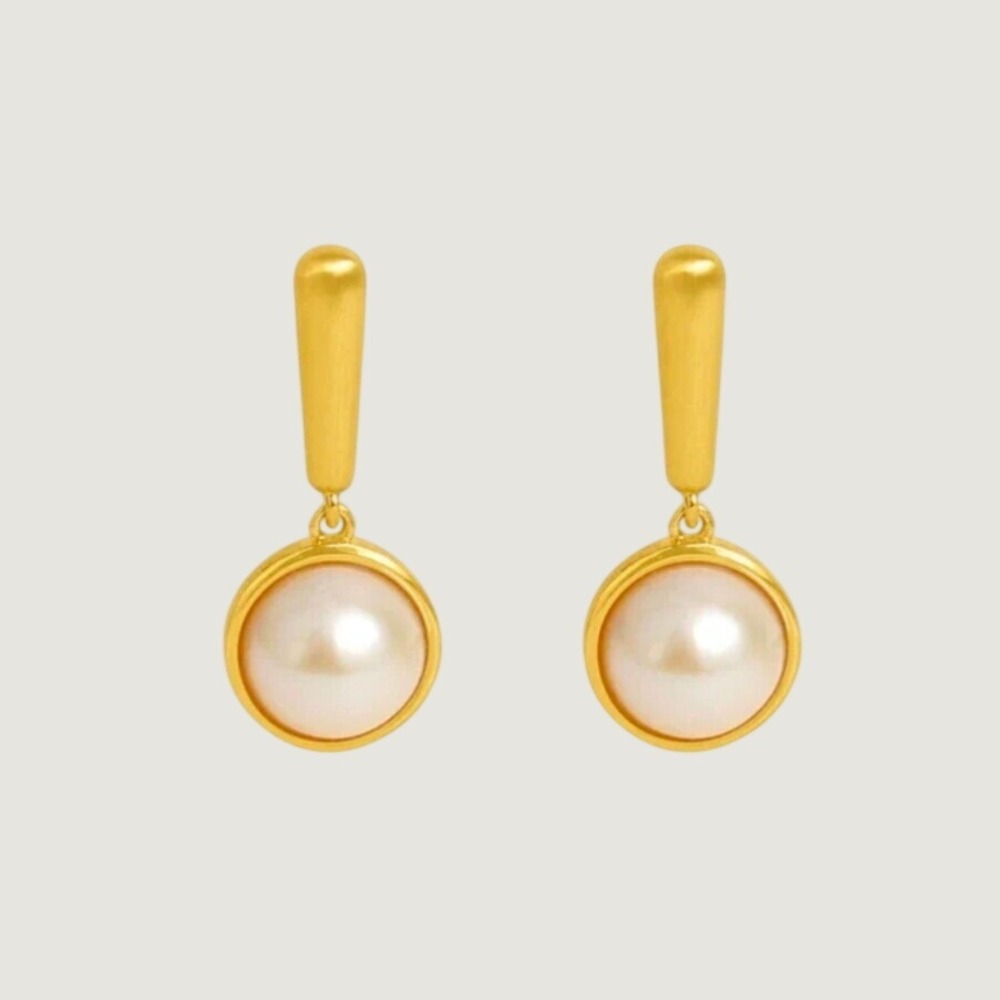 Dean Davidson Pearl 22kt Gold Plated Drop Earrings Quiet Luxury Old Money $195